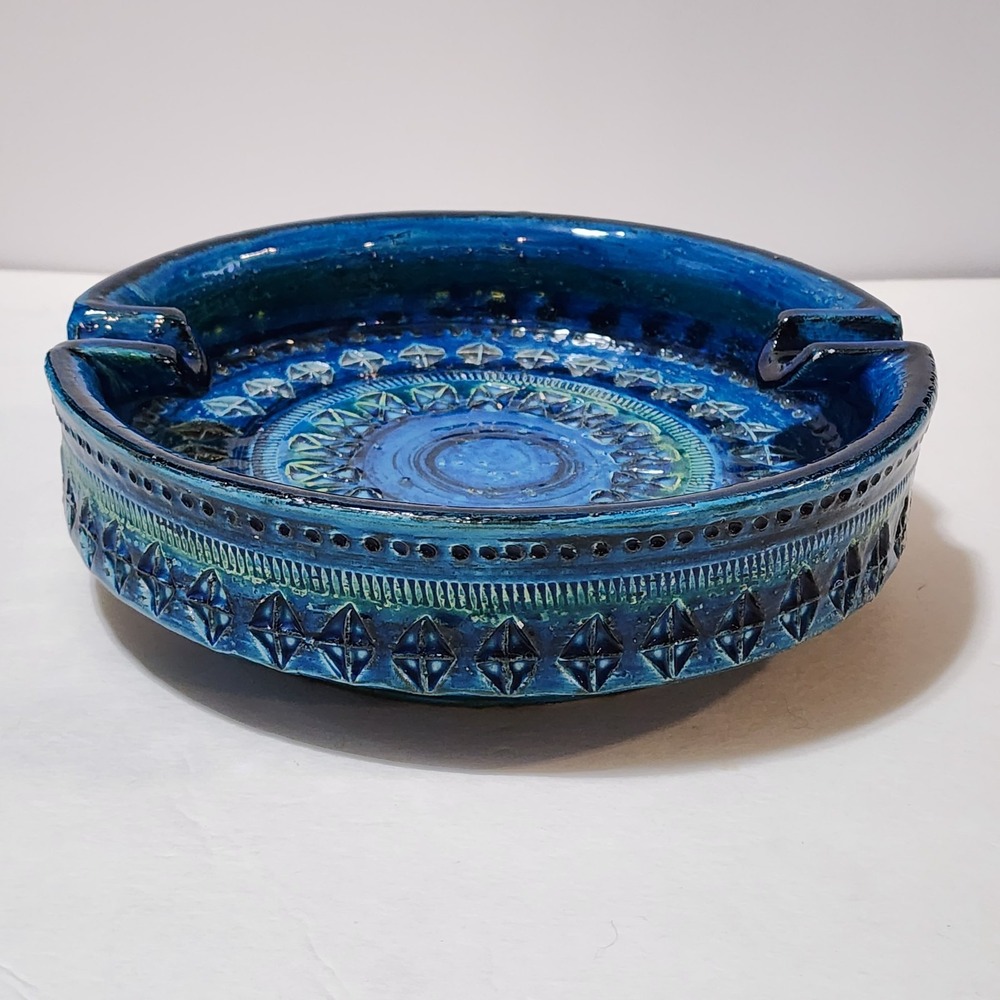 VINTAGE ALDO LONDI BITOSSI RAYMOR ITALY RIMINI BLUE X-LARGE 9.5 IN ASHTRAY DISH - Picture 2 of 15